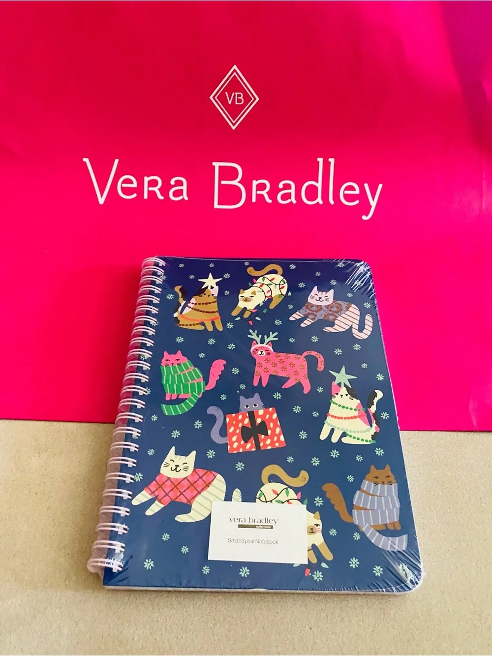 Vera Bradley Small Spiral Notebook NWT Catnip Christmas. 160 pages